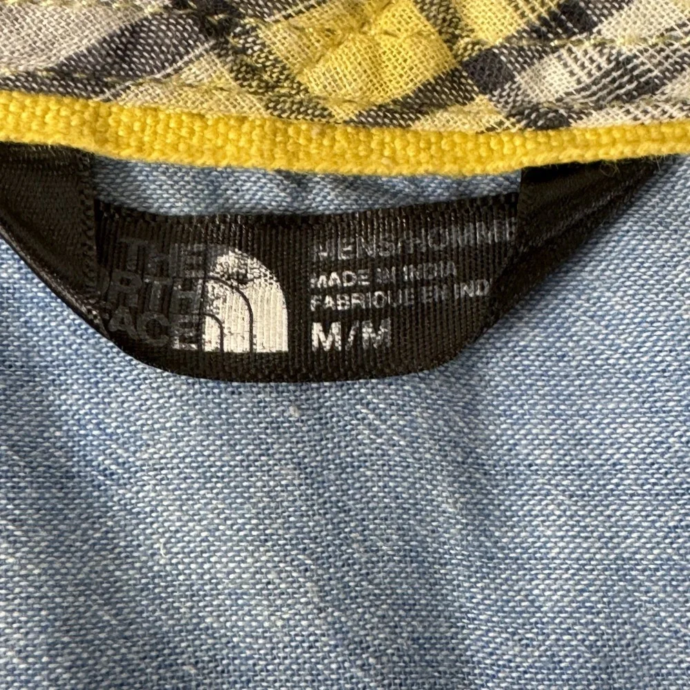 The North Face Men's Sz Medium, Short Sleeve Plaid Shirt Yellow Black Gray Blue